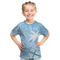Custom Indo Fijians Kid T Shirt Fiji ke Hindustani Polyneisan Paisley Blue Style LT9 Blue - Polynesian Pride