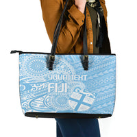 Custom Indo Fijians Leather Tote Bag Fiji ke Hindustani Polyneisan Paisley Blue Style LT9 - Polynesian Pride