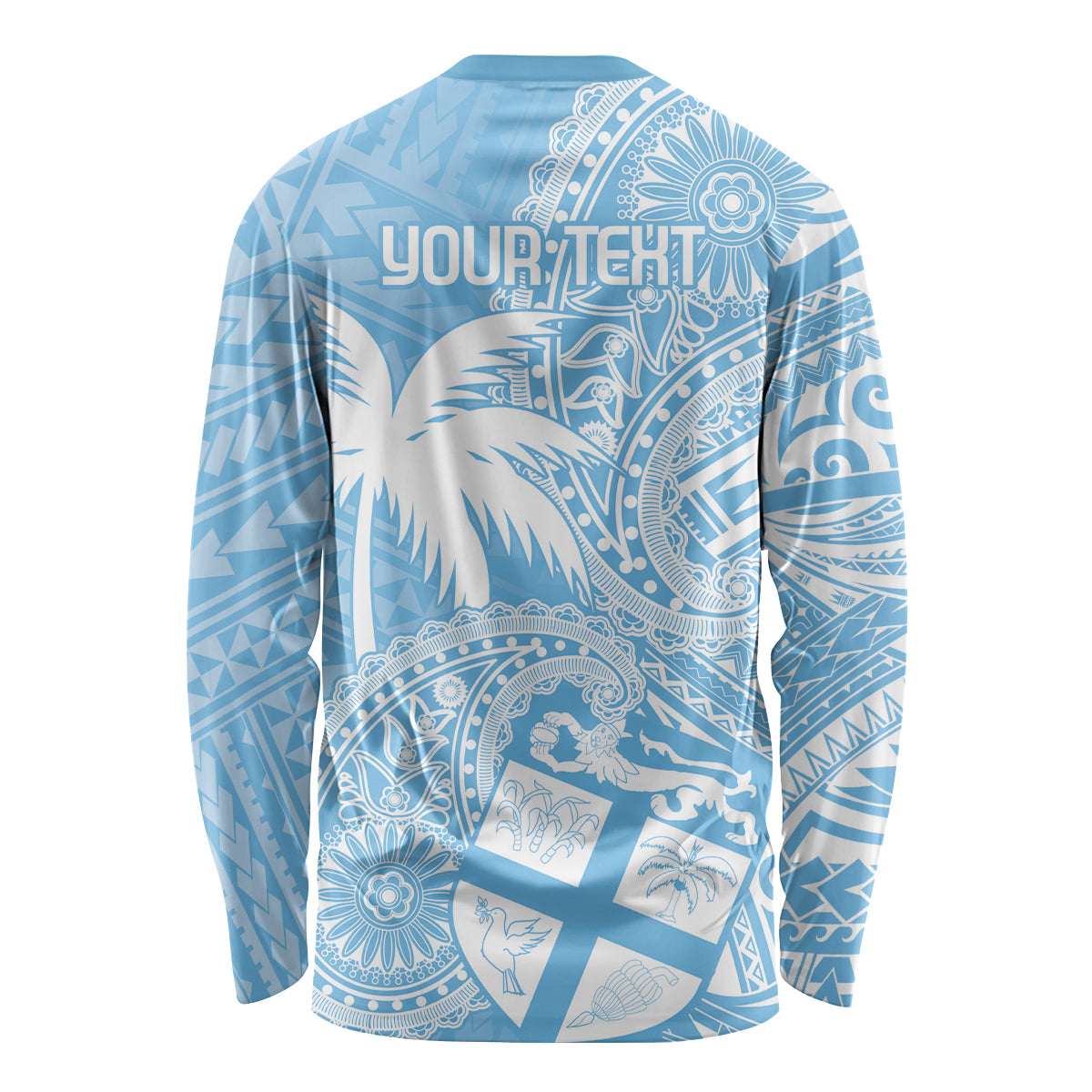 Custom Indo Fijians Long Sleeve Shirt Fiji ke Hindustani Polyneisan Paisley Blue Style LT9 - Polynesian Pride