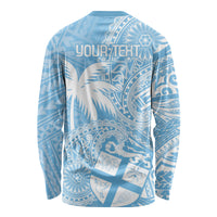 Custom Indo Fijians Long Sleeve Shirt Fiji ke Hindustani Polyneisan Paisley Blue Style LT9 - Polynesian Pride