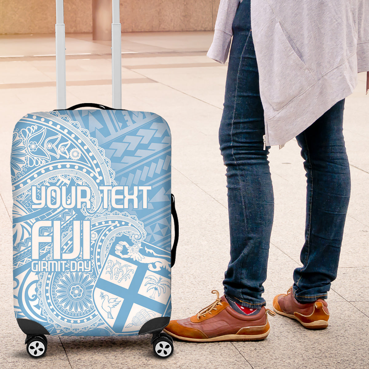 Custom Indo Fijians Luggage Cover Fiji ke Hindustani Polyneisan Paisley Blue Style LT9 Blue - Polynesian Pride