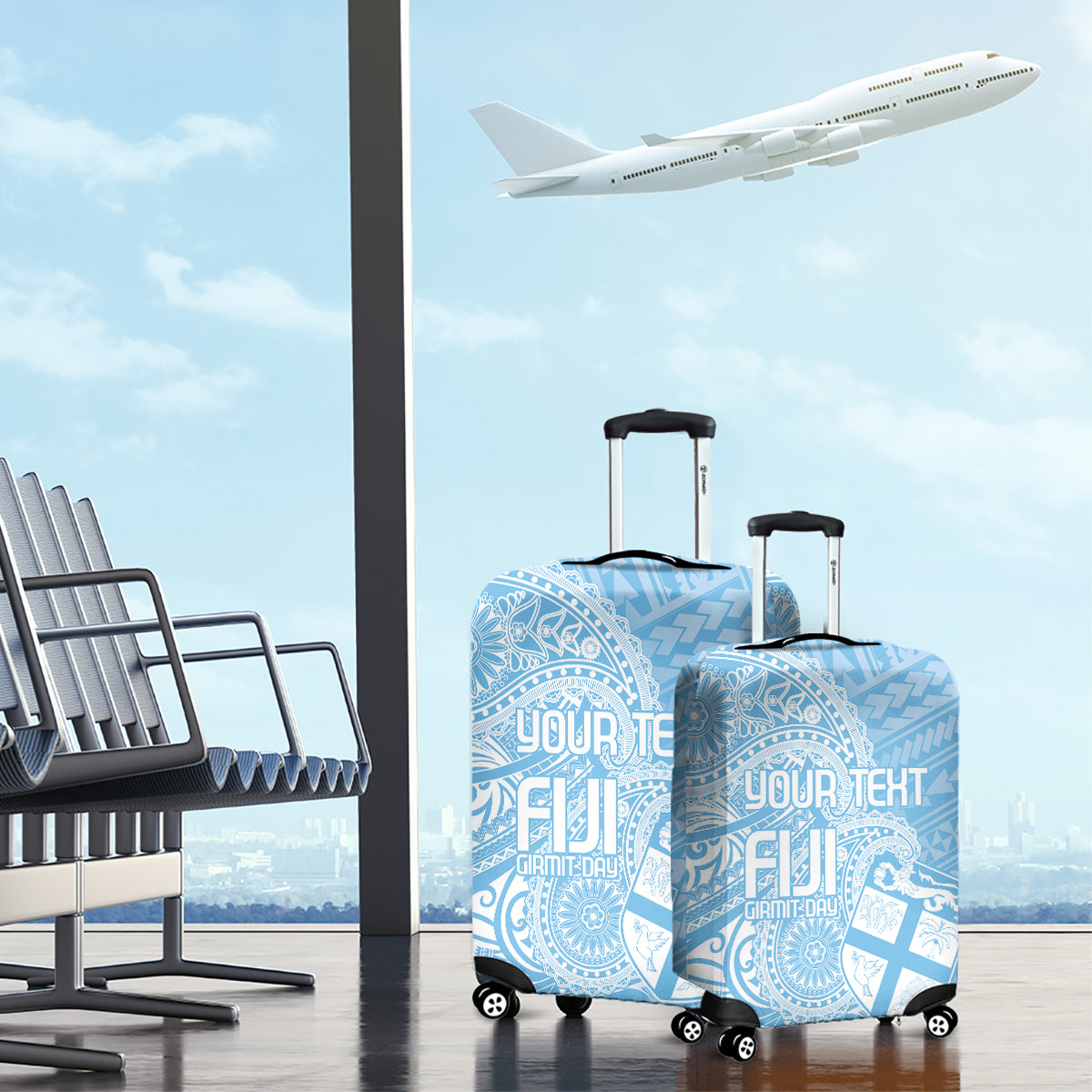 Custom Indo Fijians Luggage Cover Fiji ke Hindustani Polyneisan Paisley Blue Style LT9 - Polynesian Pride