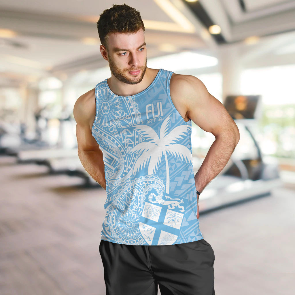 Custom Indo Fijians Men Tank Top Fiji ke Hindustani Polyneisan Paisley Blue Style LT9 Blue - Polynesian Pride