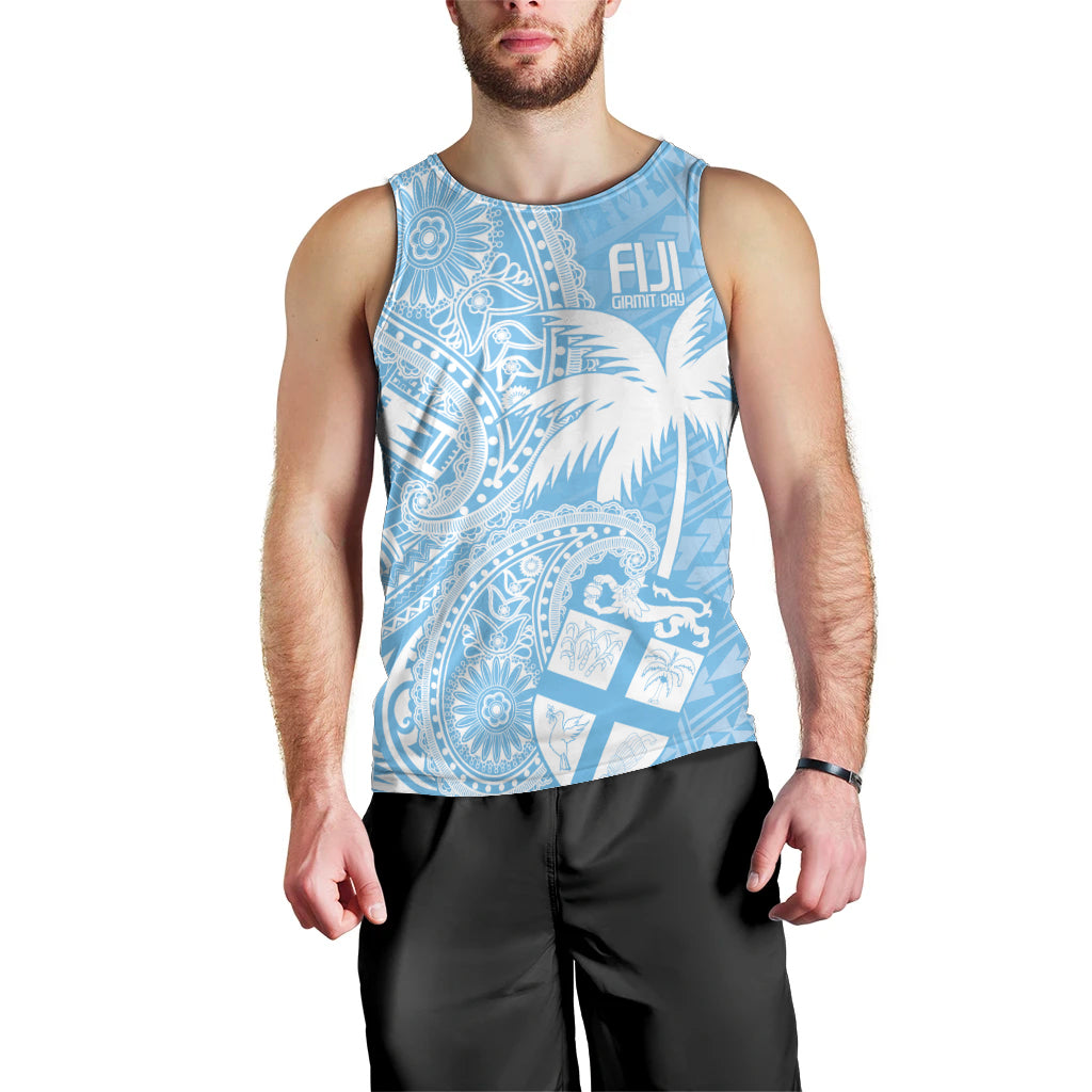Custom Indo Fijians Men Tank Top Fiji ke Hindustani Polyneisan Paisley Blue Style LT9 - Polynesian Pride