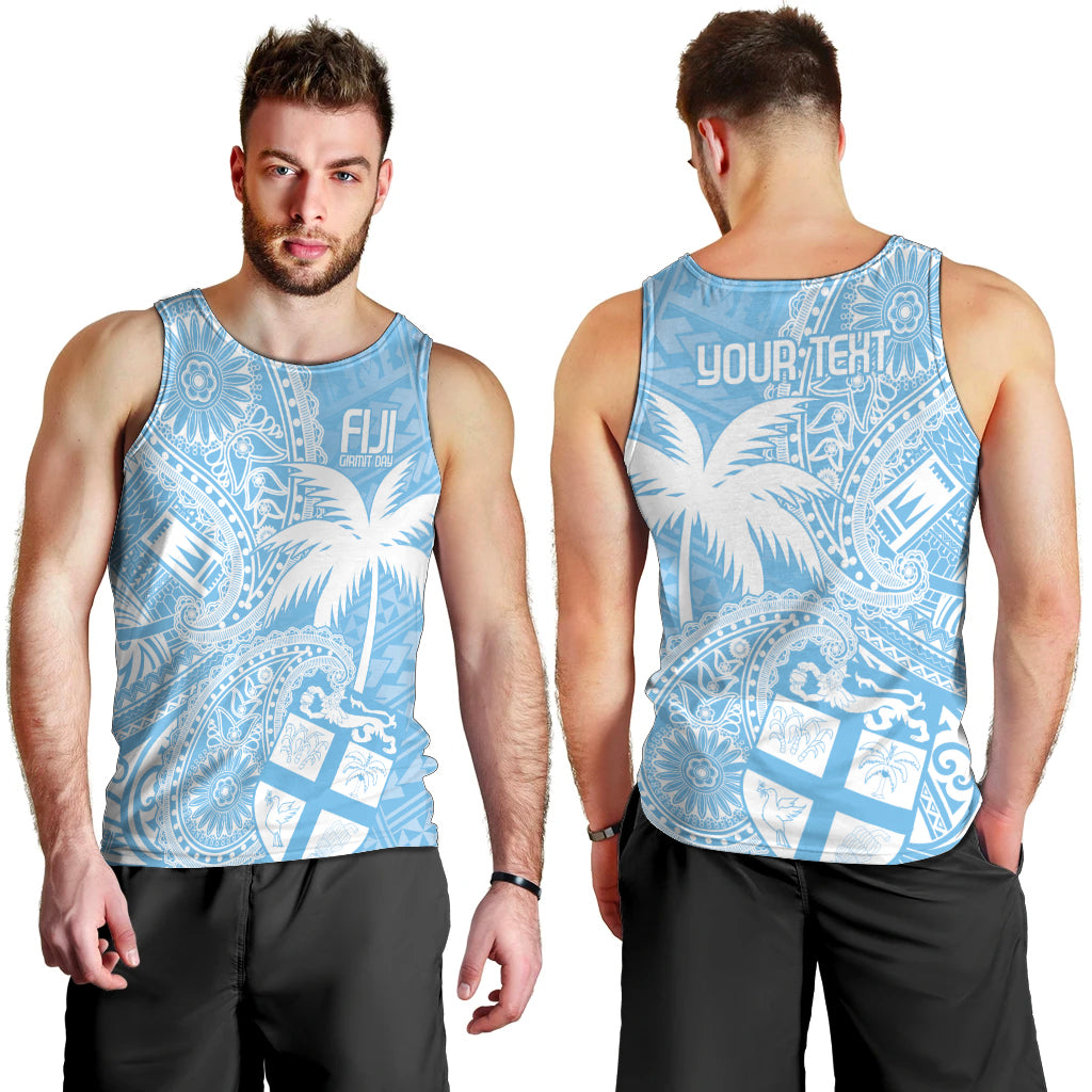 Custom Indo Fijians Men Tank Top Fiji ke Hindustani Polyneisan Paisley Blue Style LT9 - Polynesian Pride