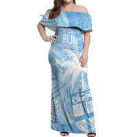 Custom Indo Fijians Off Shoulder Maxi Dress Fiji ke Hindustani Polyneisan Paisley Blue Style LT9 Women Blue - Polynesian Pride