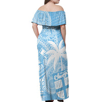 Custom Indo Fijians Off Shoulder Maxi Dress Fiji ke Hindustani Polyneisan Paisley Blue Style LT9 - Polynesian Pride