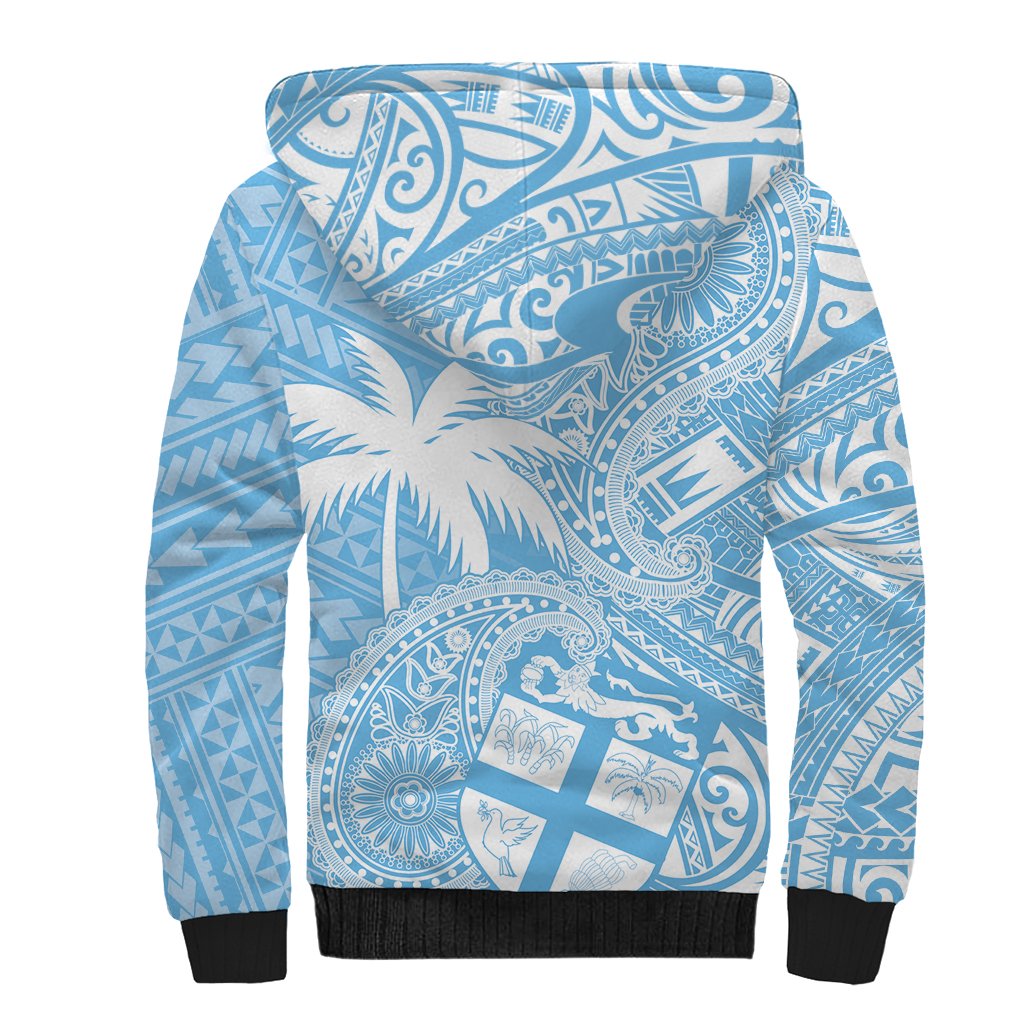 Custom Indo Fijians Sherpa Hoodie Fiji ke Hindustani Polyneisan Paisley Blue Style LT9 - Polynesian Pride