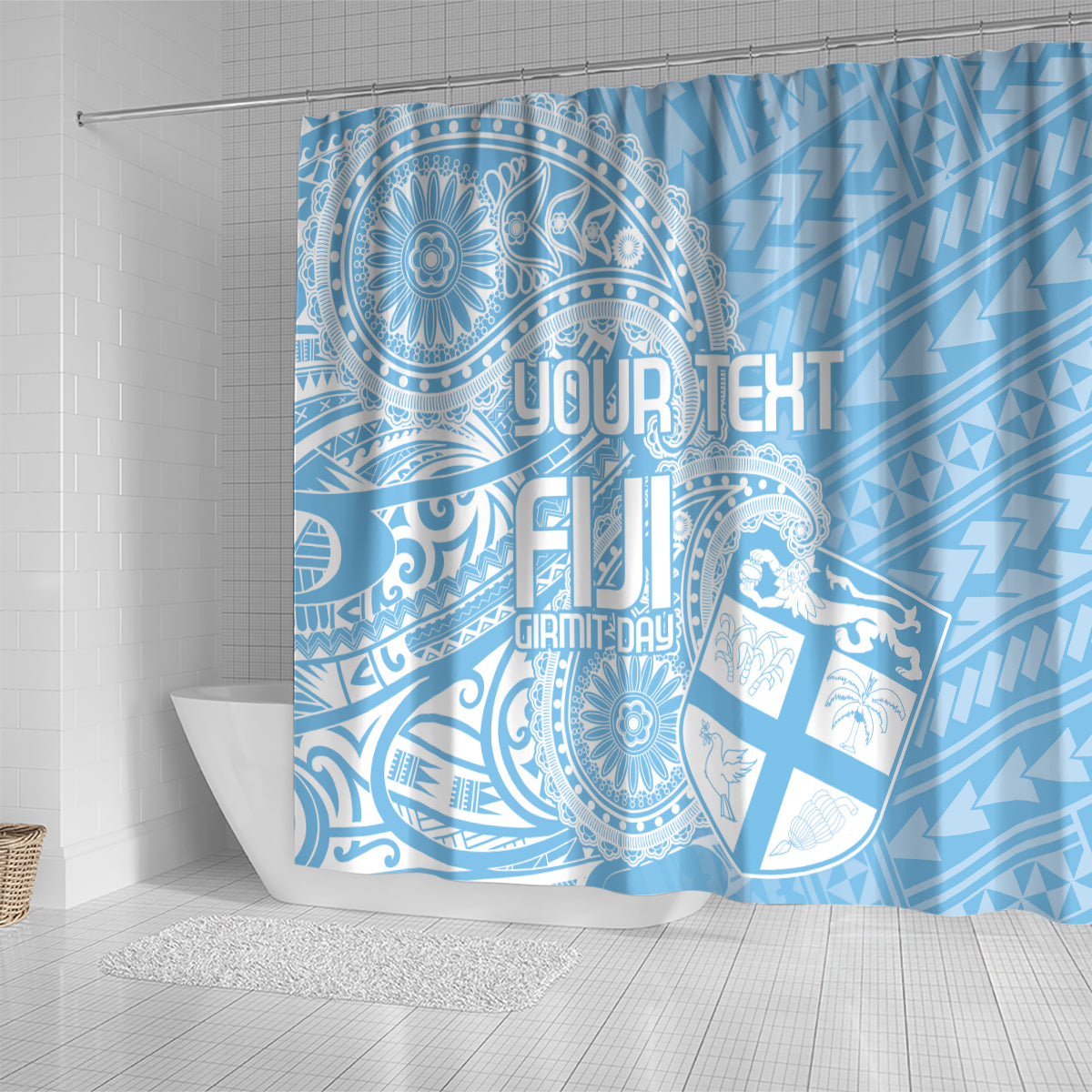 Custom Indo Fijians Shower Curtain Fiji ke Hindustani Polyneisan Paisley Blue Style LT9 - Polynesian Pride