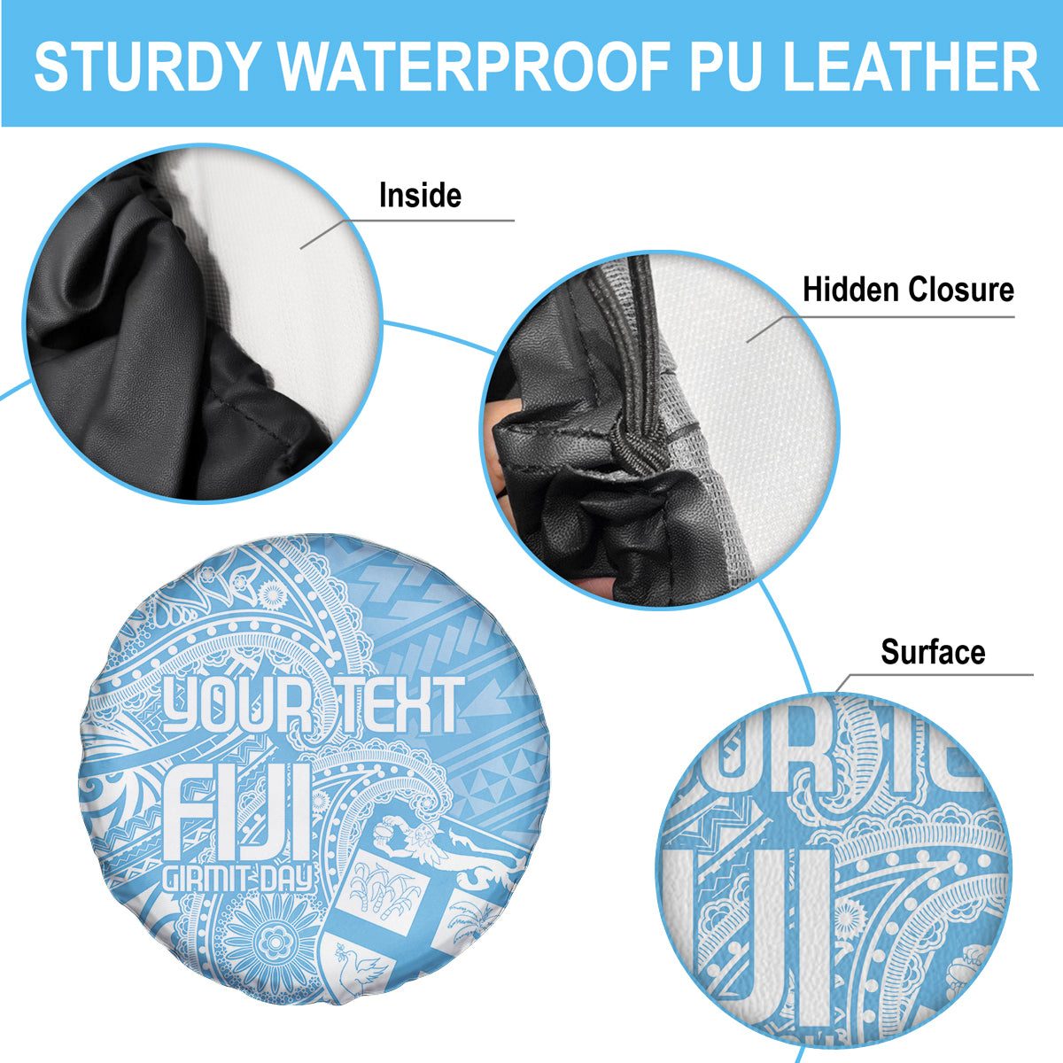 Custom Indo Fijians Spare Tire Cover Fiji ke Hindustani Polyneisan Paisley Blue Style LT9 - Polynesian Pride