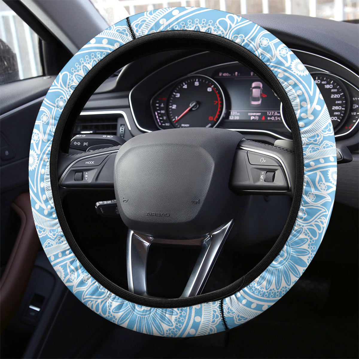 Indo Fijians Steering Wheel Cover Fiji ke Hindustani Polyneisan Paisley Blue Style LT9 - Polynesian Pride