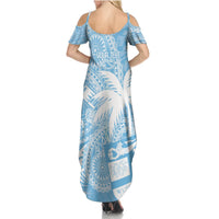 Custom Indo Fijians Summer Maxi Dress Fiji ke Hindustani Polyneisan Paisley Blue Style LT9 - Polynesian Pride
