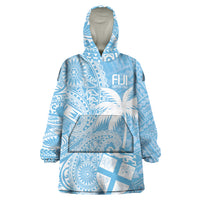 Custom Indo Fijians Wearable Blanket Hoodie Fiji ke Hindustani Polyneisan Paisley Blue Style LT9 One Size Blue - Polynesian Pride
