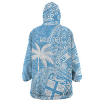 Custom Indo Fijians Wearable Blanket Hoodie Fiji ke Hindustani Polyneisan Paisley Blue Style LT9 - Polynesian Pride