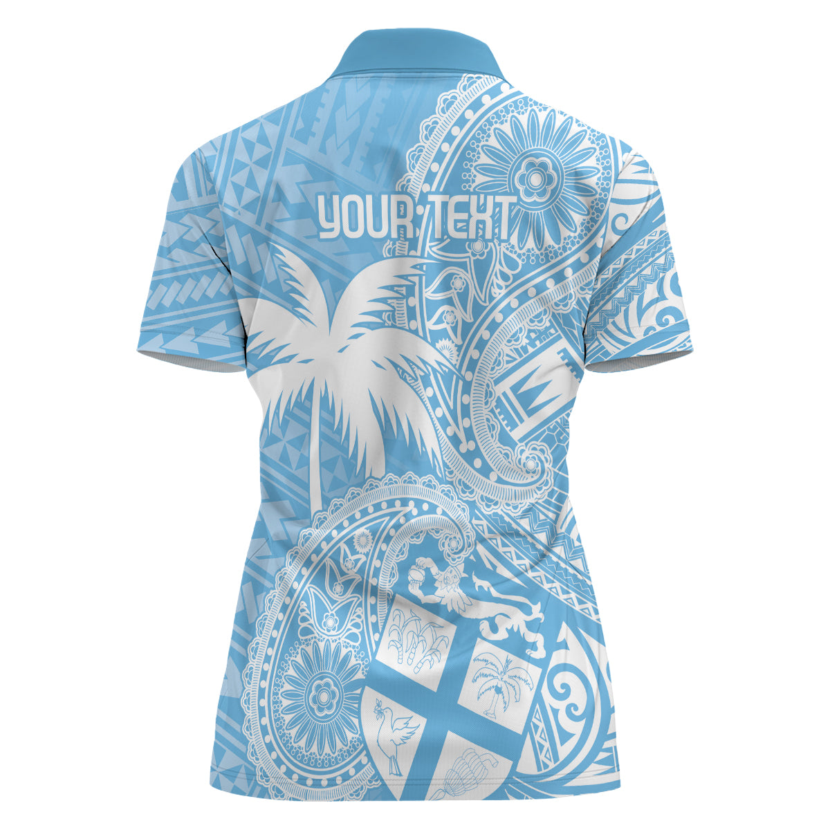 Custom Indo Fijians Women Polo Shirt Fiji ke Hindustani Polyneisan Paisley Blue Style LT9 - Polynesian Pride