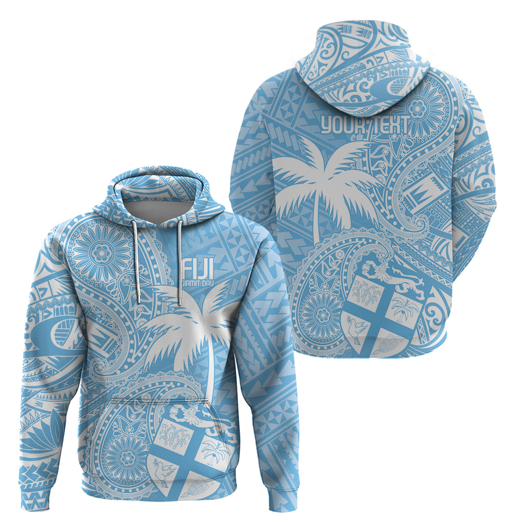 Custom Indo Fijians Zip Hoodie Fiji ke Hindustani Polyneisan Paisley Blue Style LT9 - Polynesian Pride