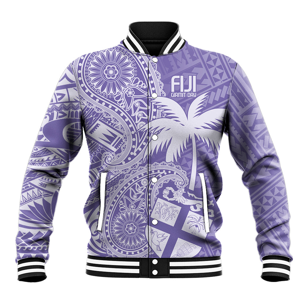 Custom Indo Fijians Baseball Jacket Fiji ke Hindustani Polyneisan Paisley Purple Style LT9 Unisex Purple - Polynesian Pride