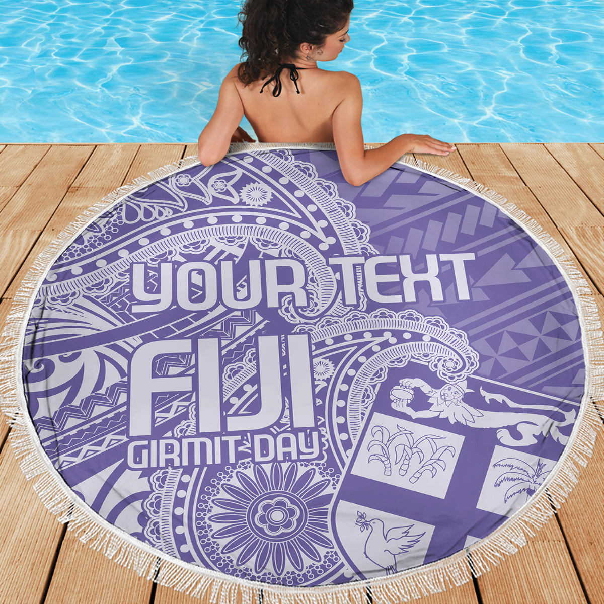 Custom Indo Fijians Beach Blanket Fiji ke Hindustani Polyneisan Paisley Purple Style LT9 - Polynesian Pride
