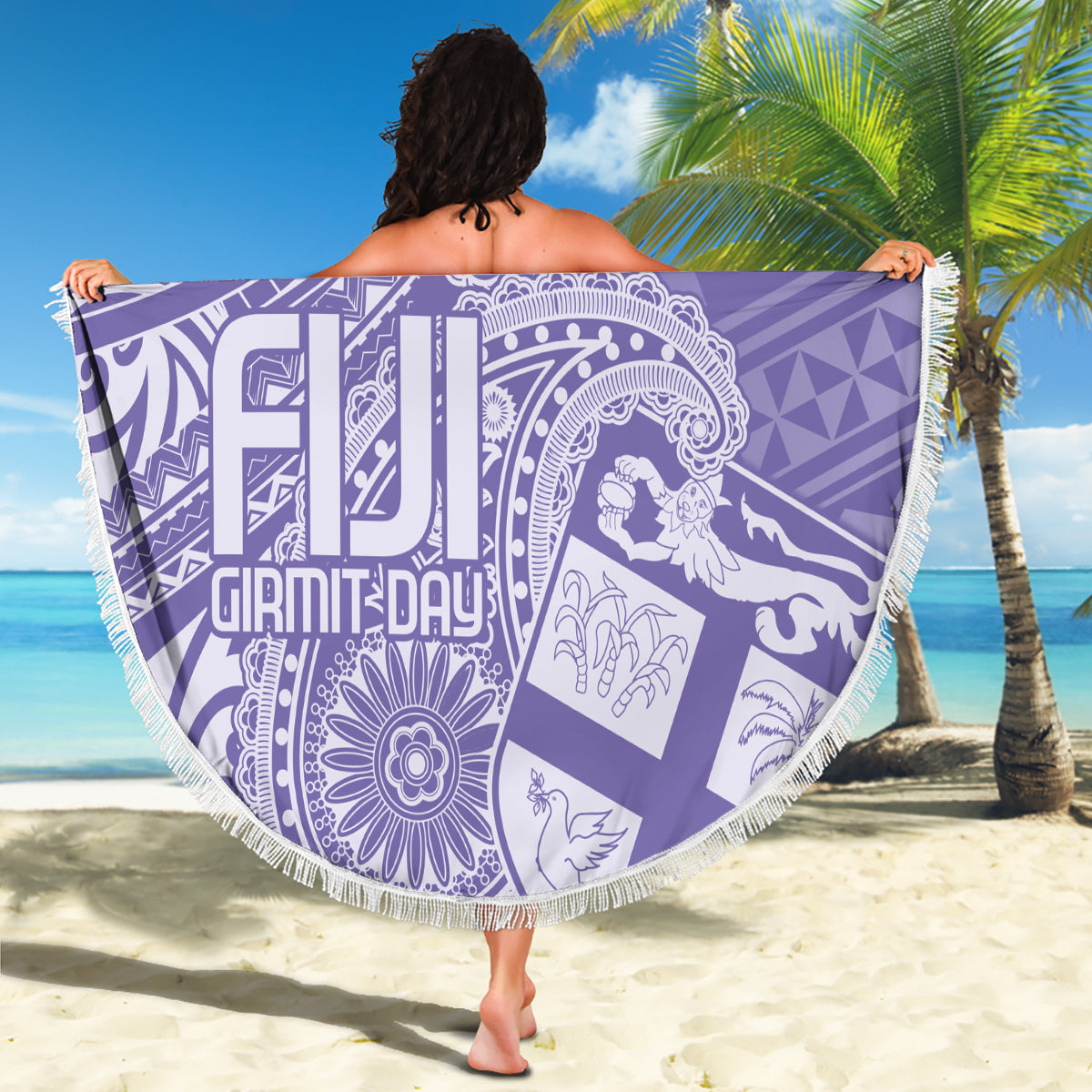 Custom Indo Fijians Beach Blanket Fiji ke Hindustani Polyneisan Paisley Purple Style LT9 - Polynesian Pride