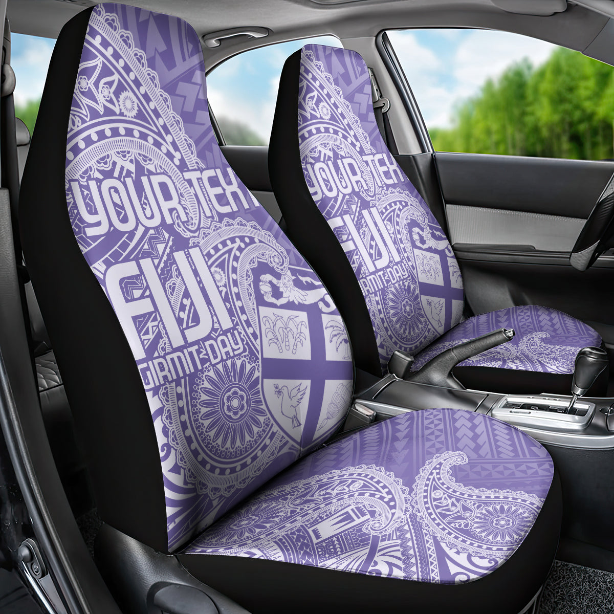 Custom Indo Fijians Car Seat Cover Fiji ke Hindustani Polyneisan Paisley Purple Style LT9 - Polynesian Pride