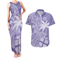 Custom Indo Fijians Couples Matching Tank Maxi Dress and Hawaiian Shirt Fiji ke Hindustani Polyneisan Paisley Purple Style LT9 Purple - Polynesian Pride