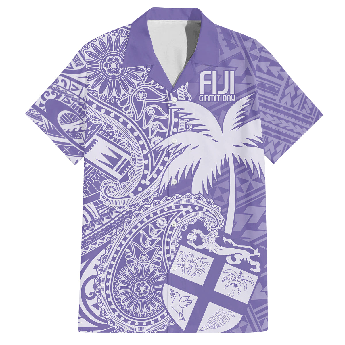 Custom Indo Fijians Family Matching Long Sleeve Bodycon Dress and Hawaiian Shirt Fiji ke Hindustani Polyneisan Paisley Purple Style LT9 Dad's Shirt - Short Sleeve Purple - Polynesian Pride