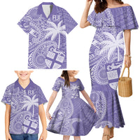 Custom Indo Fijians Family Matching Mermaid Dress and Hawaiian Shirt Fiji ke Hindustani Polyneisan Paisley Purple Style LT9 - Polynesian Pride