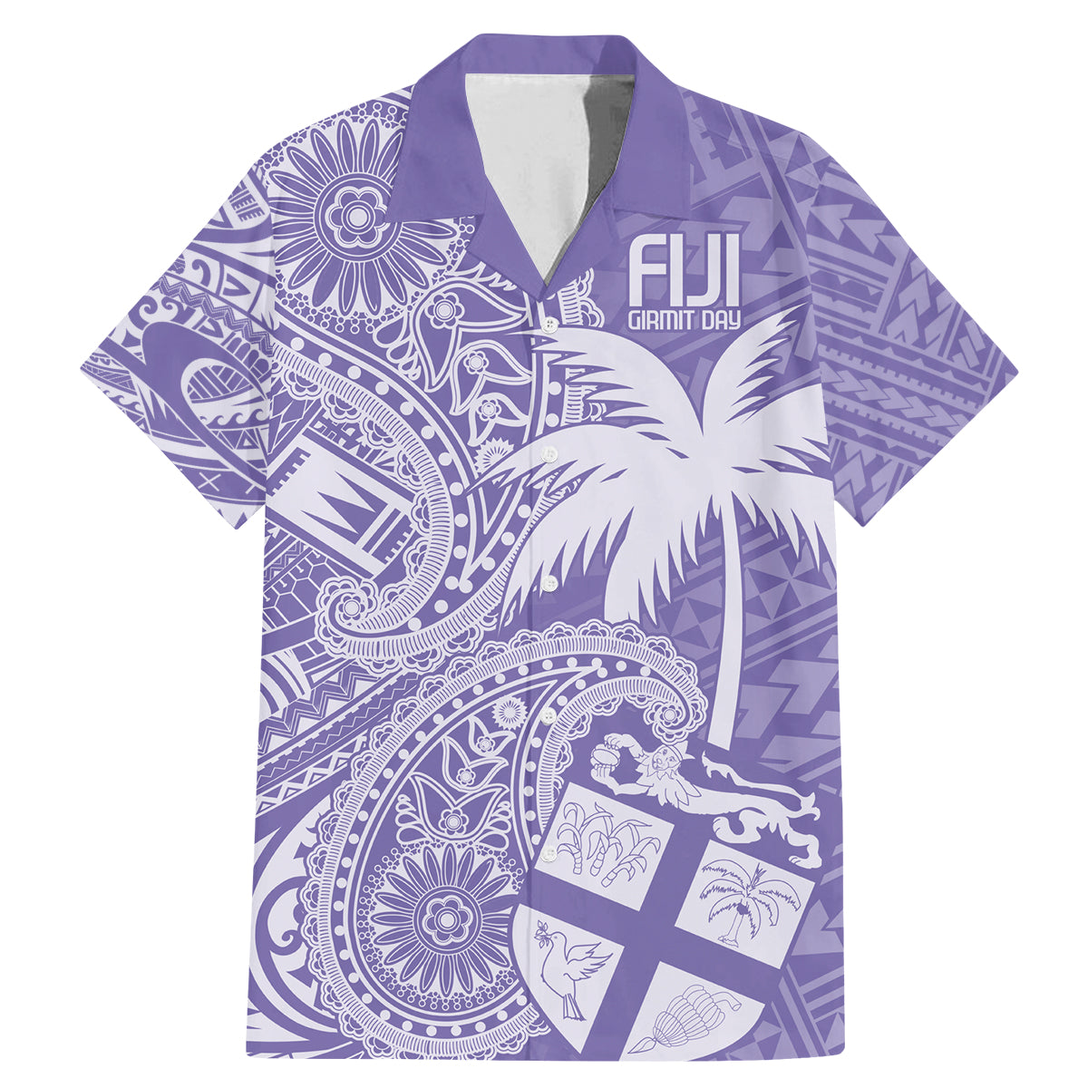 Custom Indo Fijians Family Matching Mermaid Dress and Hawaiian Shirt Fiji ke Hindustani Polyneisan Paisley Purple Style LT9 Dad's Shirt - Short Sleeve Purple - Polynesian Pride
