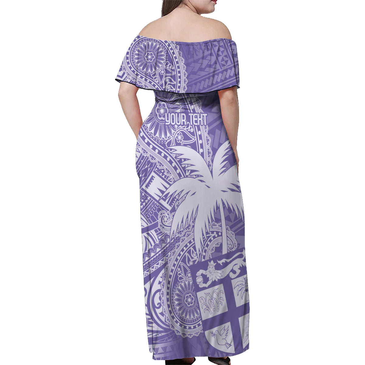Custom Indo Fijians Family Matching Off Shoulder Maxi Dress and Hawaiian Shirt Fiji ke Hindustani Polyneisan Paisley Purple Style LT9 - Polynesian Pride