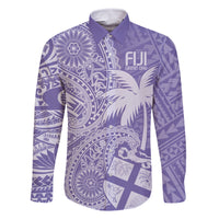 Custom Indo Fijians Family Matching Off Shoulder Short Dress and Hawaiian Shirt Fiji ke Hindustani Polyneisan Paisley Purple Style LT9 Dad's Shirt - Long Sleeve Purple - Polynesian Pride