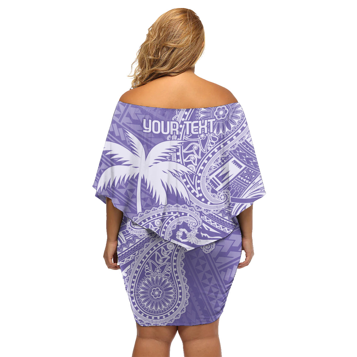 Custom Indo Fijians Family Matching Off Shoulder Short Dress and Hawaiian Shirt Fiji ke Hindustani Polyneisan Paisley Purple Style LT9 - Polynesian Pride