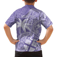 Custom Indo Fijians Family Matching Puletasi and Hawaiian Shirt Fiji ke Hindustani Polyneisan Paisley Purple Style LT9 - Polynesian Pride