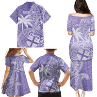 Custom Indo Fijians Family Matching Puletasi and Hawaiian Shirt Fiji ke Hindustani Polyneisan Paisley Purple Style LT9 - Polynesian Pride