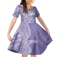 Custom Indo Fijians Family Matching Short Sleeve Bodycon Dress and Hawaiian Shirt Fiji ke Hindustani Polyneisan Paisley Purple Style LT9 Daughter's Dress Purple - Polynesian Pride