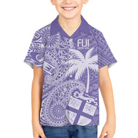 Custom Indo Fijians Family Matching Short Sleeve Bodycon Dress and Hawaiian Shirt Fiji ke Hindustani Polyneisan Paisley Purple Style LT9 Son's Shirt Purple - Polynesian Pride
