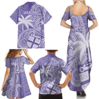 Custom Indo Fijians Family Matching Summer Maxi Dress and Hawaiian Shirt Fiji ke Hindustani Polyneisan Paisley Purple Style LT9 - Polynesian Pride