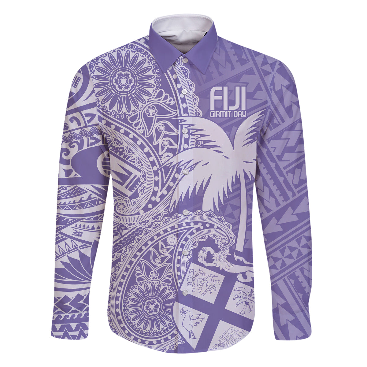 Custom Indo Fijians Family Matching Summer Maxi Dress and Hawaiian Shirt Fiji ke Hindustani Polyneisan Paisley Purple Style LT9 Dad's Shirt - Long Sleeve Purple - Polynesian Pride