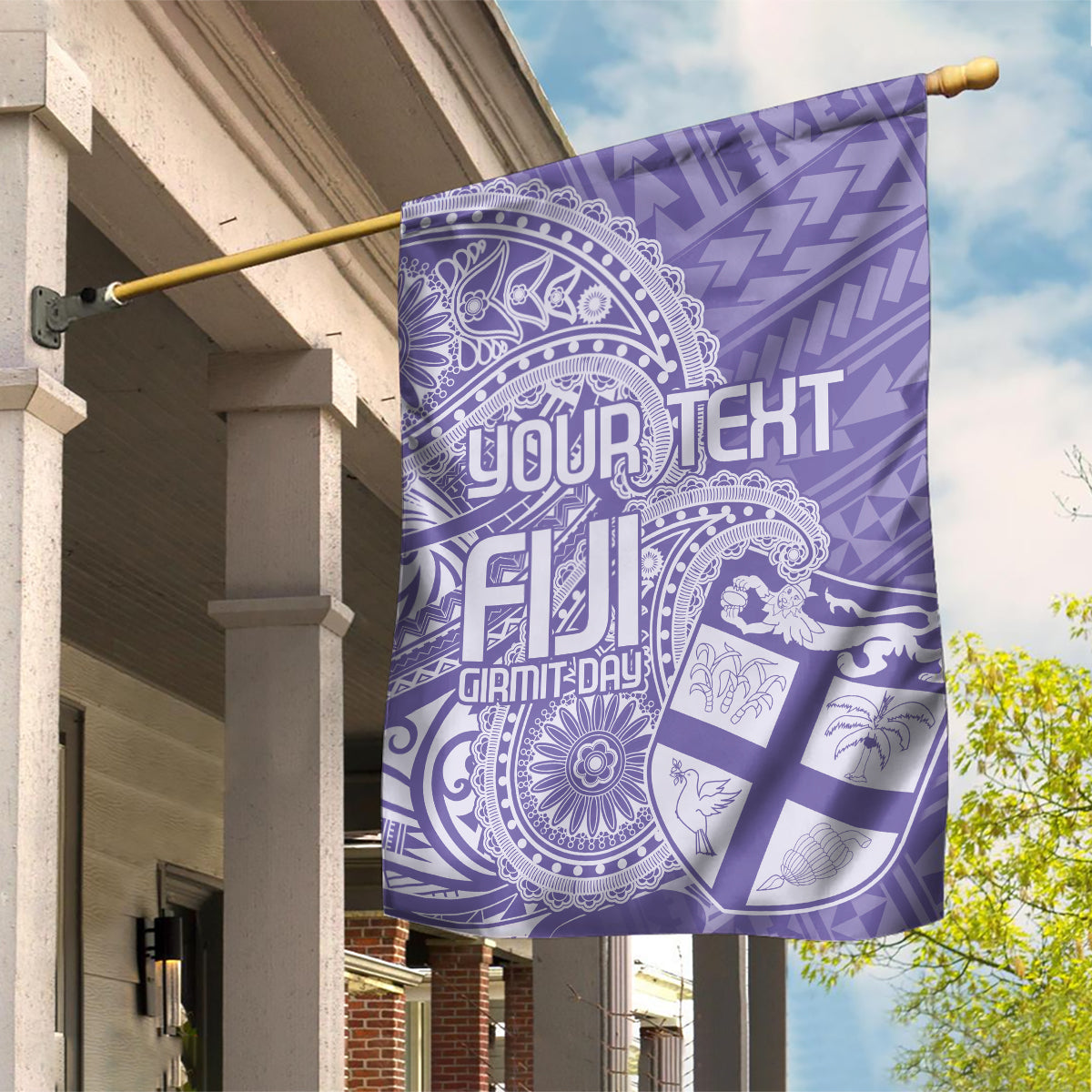 Custom Indo Fijians Garden Flag Fiji ke Hindustani Polyneisan Paisley Purple Style LT9 House Flag Purple - Polynesian Pride