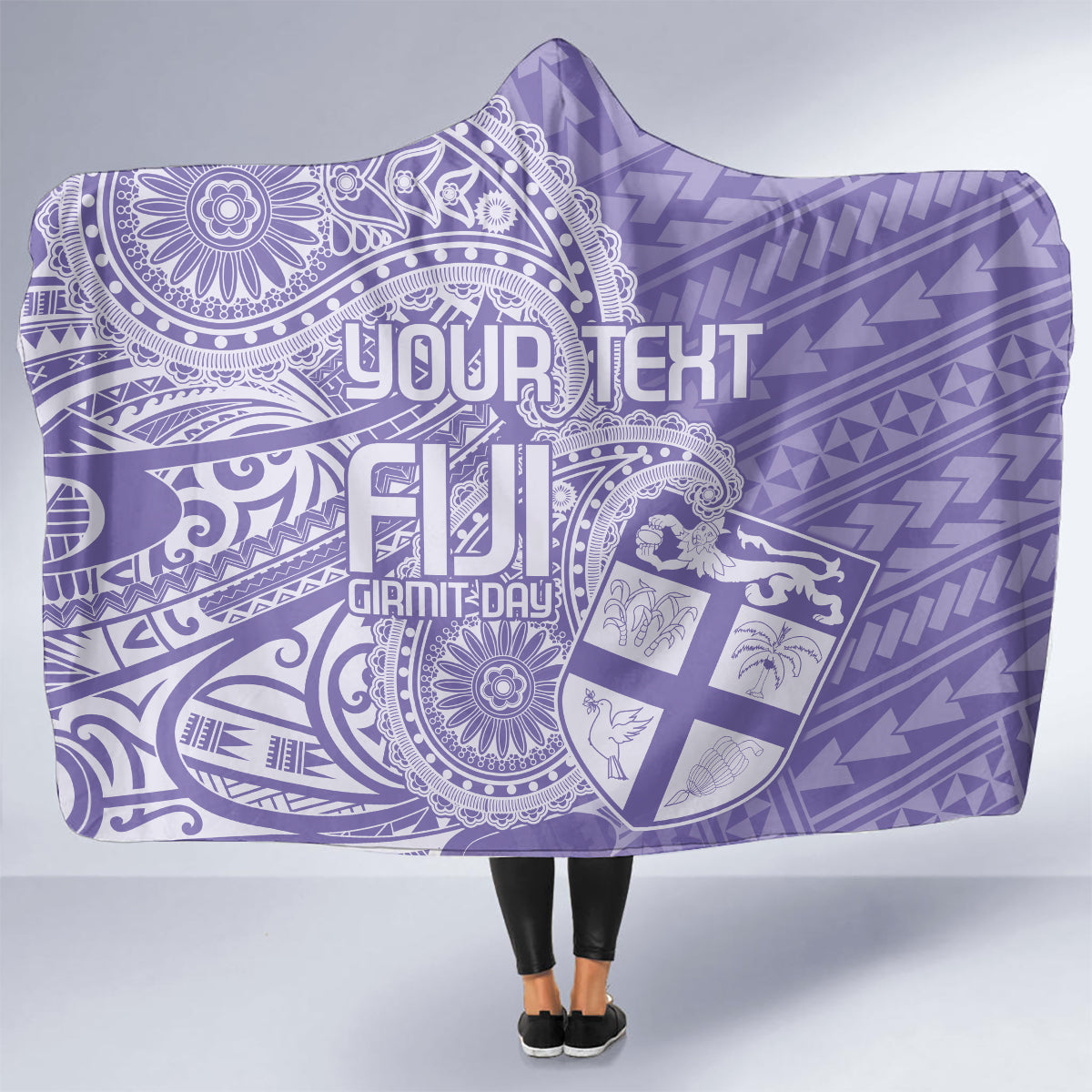 Custom Indo Fijians Hooded Blanket Fiji ke Hindustani Polyneisan Paisley Purple Style LT9 - Polynesian Pride