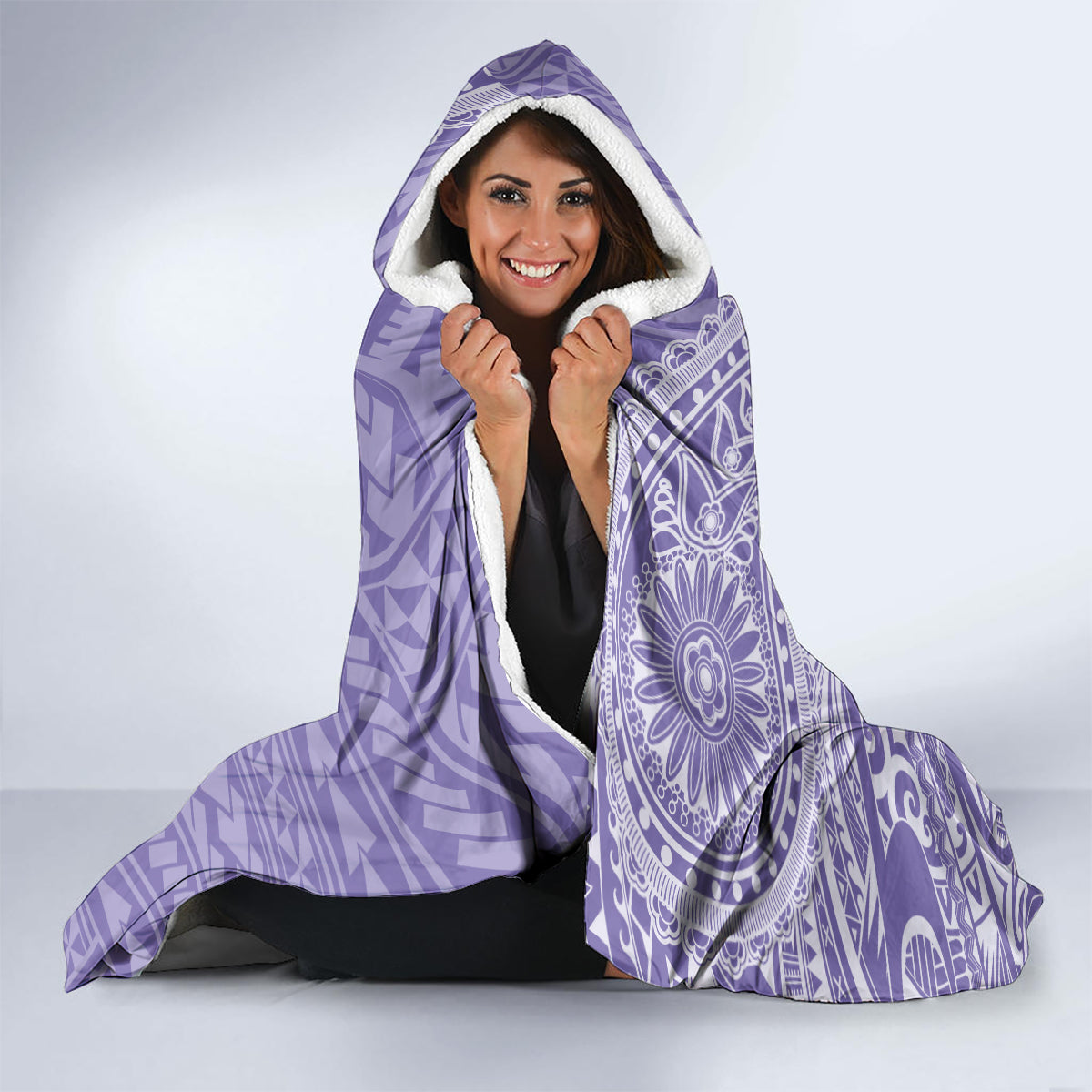 Custom Indo Fijians Hooded Blanket Fiji ke Hindustani Polyneisan Paisley Purple Style LT9 - Polynesian Pride