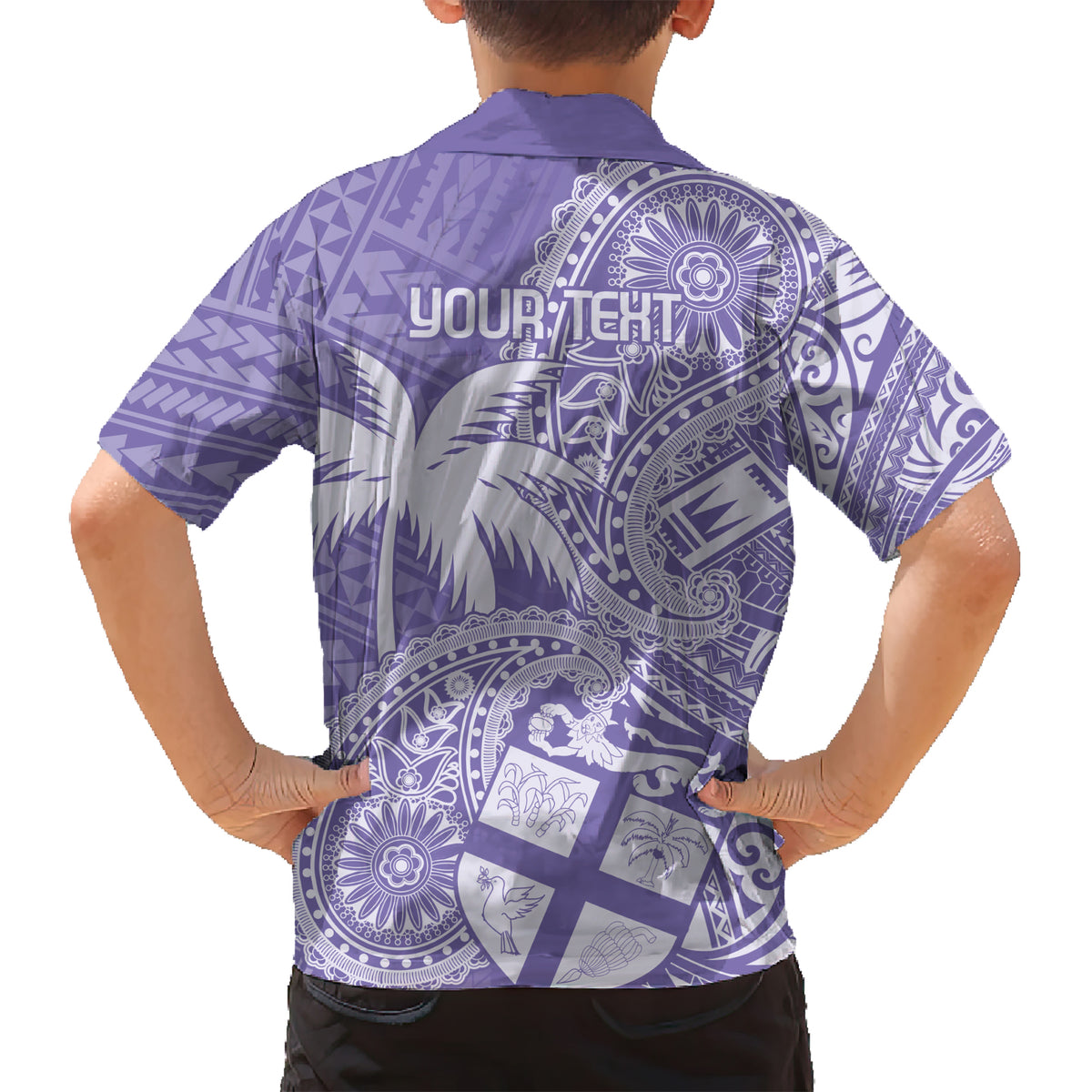 Custom Indo Fijians Kid Hawaiian Shirt Fiji ke Hindustani Polyneisan Paisley Purple Style LT9 - Polynesian Pride