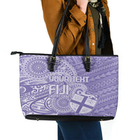 Custom Indo Fijians Leather Tote Bag Fiji ke Hindustani Polyneisan Paisley Purple Style LT9 - Polynesian Pride
