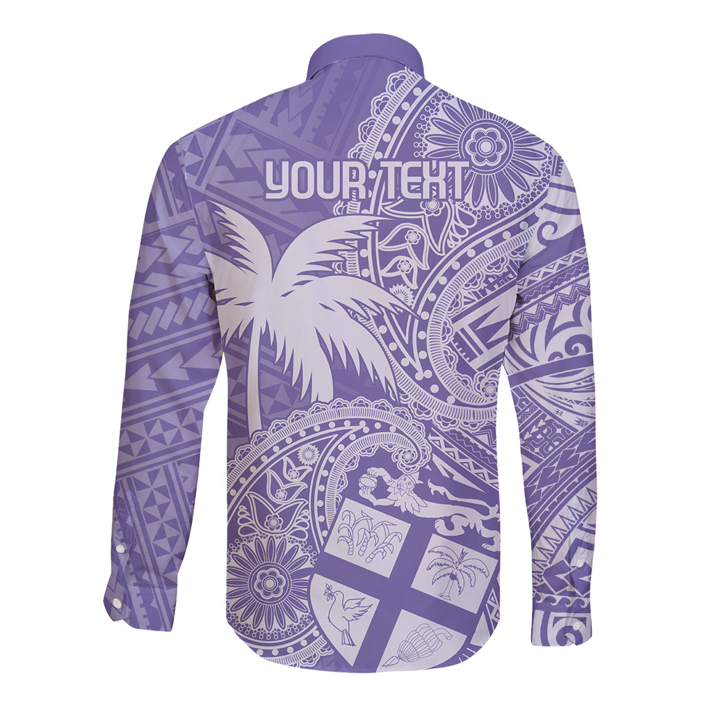 Custom Indo Fijians Long Sleeve Button Shirt Fiji ke Hindustani Polyneisan Paisley Purple Style LT9 - Polynesian Pride