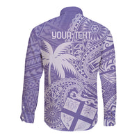 Custom Indo Fijians Long Sleeve Button Shirt Fiji ke Hindustani Polyneisan Paisley Purple Style LT9 - Polynesian Pride