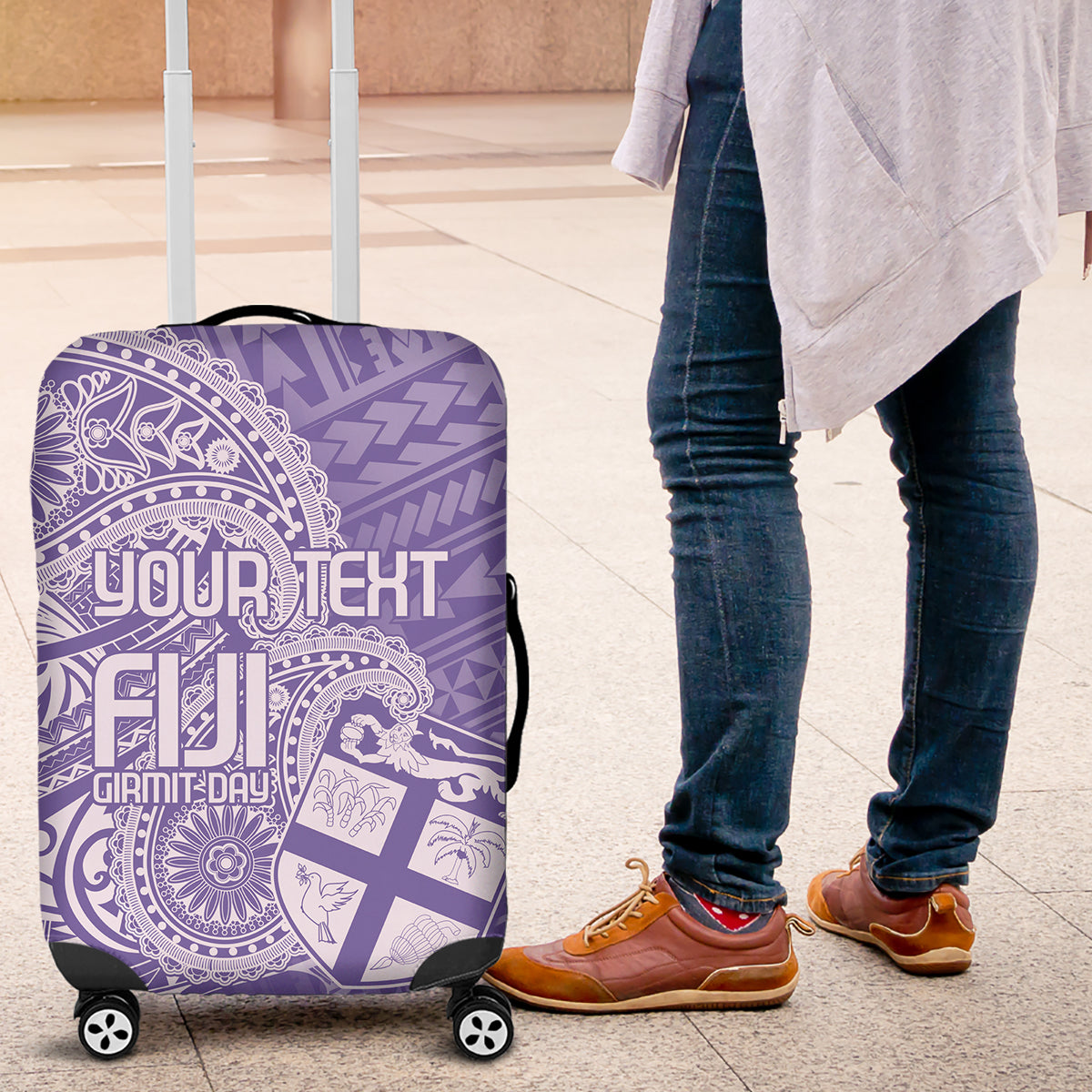 Custom Indo Fijians Luggage Cover Fiji ke Hindustani Polyneisan Paisley Purple Style LT9 Purple - Polynesian Pride