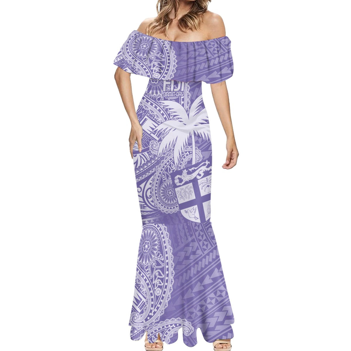Custom Indo Fijians Mermaid Dress Fiji ke Hindustani Polyneisan Paisley Purple Style LT9 - Polynesian Pride