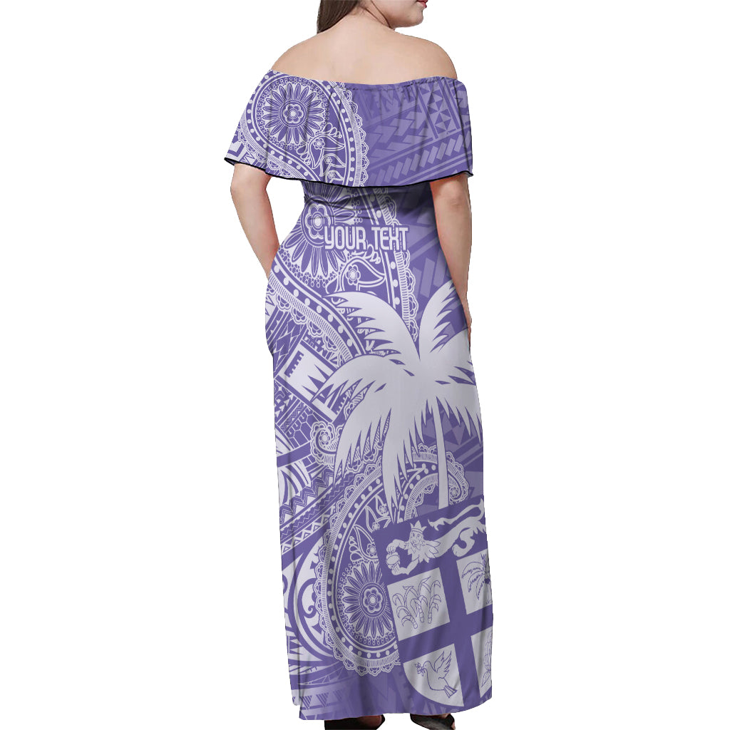 Custom Indo Fijians Off Shoulder Maxi Dress Fiji ke Hindustani Polyneisan Paisley Purple Style LT9 - Polynesian Pride