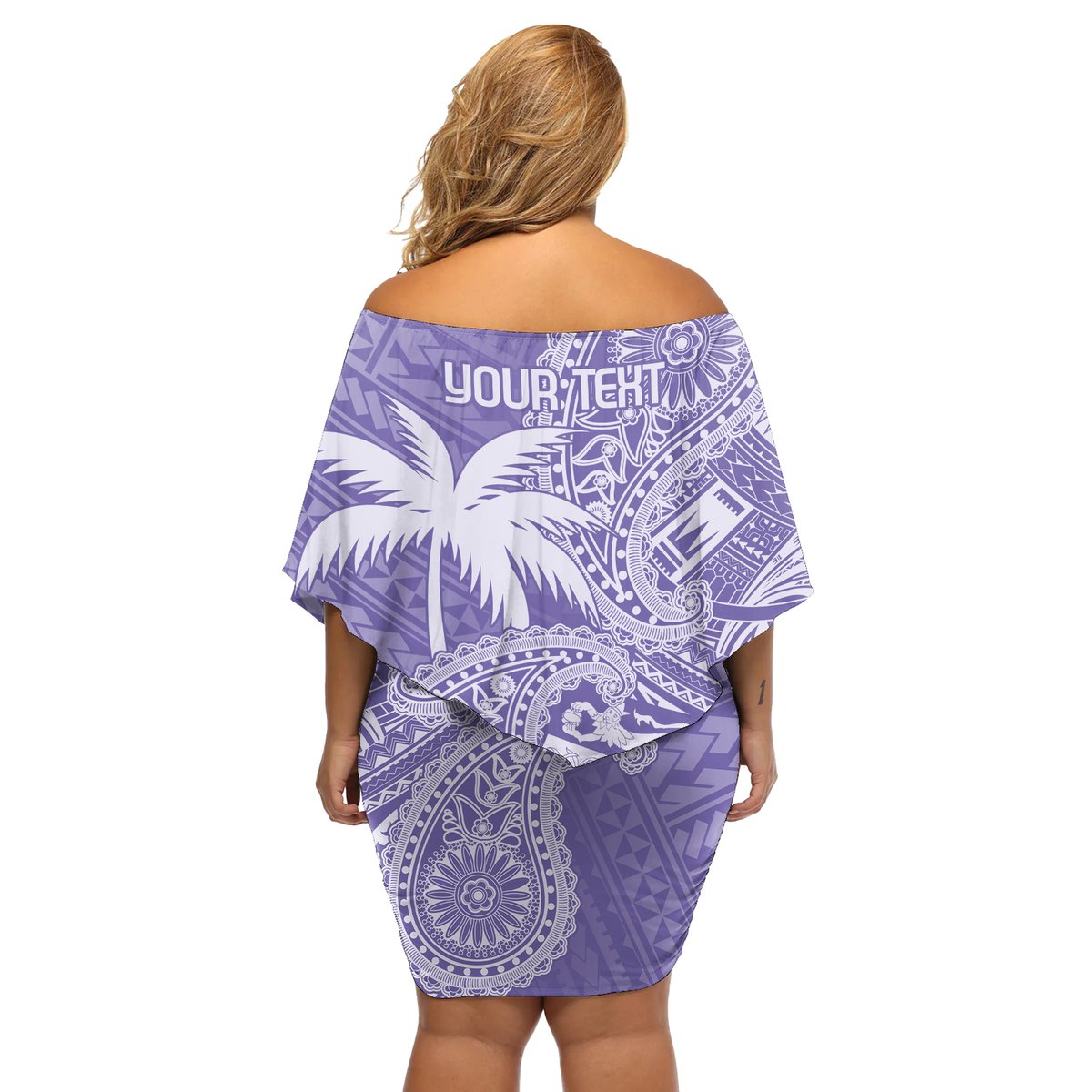 Custom Indo Fijians Off Shoulder Short Dress Fiji ke Hindustani Polyneisan Paisley Purple Style LT9 - Polynesian Pride