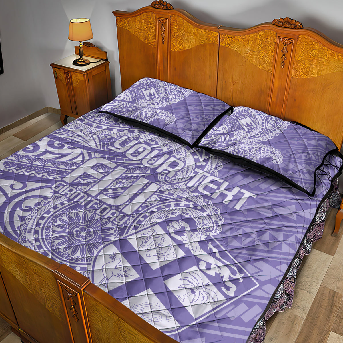 Custom Indo Fijians Quilt Bed Set Fiji ke Hindustani Polyneisan Paisley Purple Style LT9 - Polynesian Pride