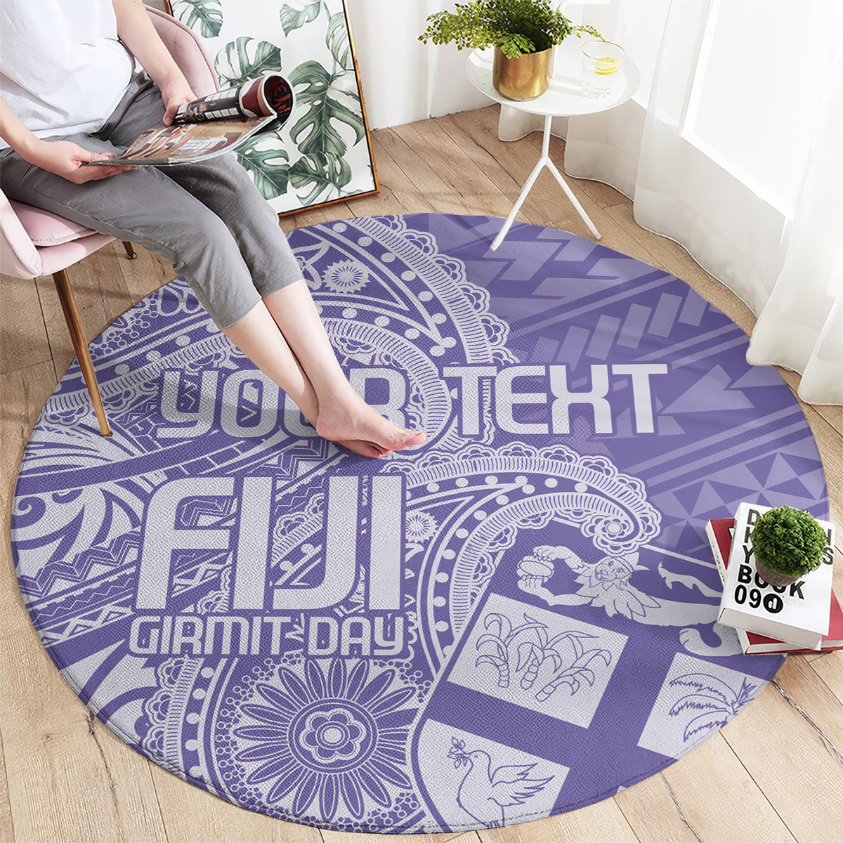 Custom Indo Fijians Round Carpet Fiji ke Hindustani Polyneisan Paisley Purple Style LT9 - Polynesian Pride